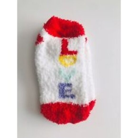 Toddlers Fuzzy Alphabet Letter Socks Cozy & Warm Red/White - Picture 1 of 1